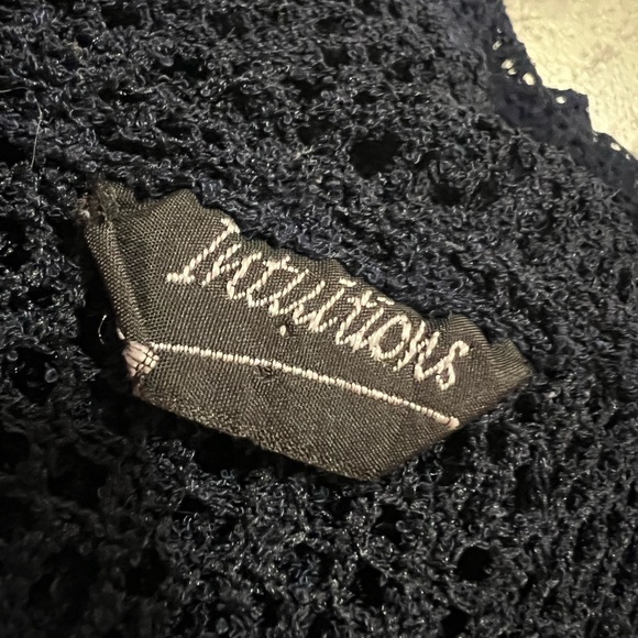 Navy Crochet Short Sleeve 1 Button Cardigan - Picture 11 of 12